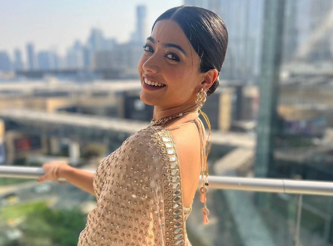 Rashmika Mandannas Saree Obsession Shines In Dreamy Dubai Photos Check