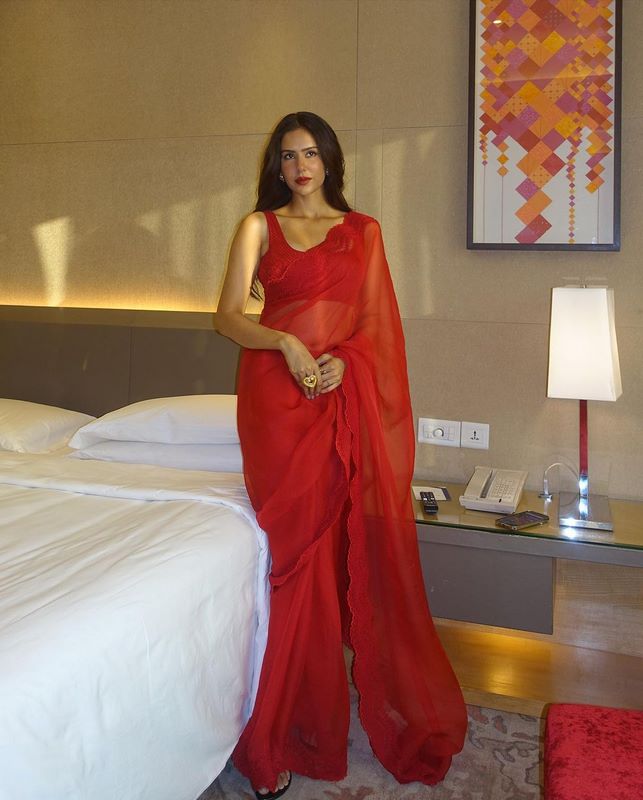 Actress sonam bajwa is slaying with a cute look in a red saree-Sonambajwa, Sonam Bajwa Hot, Sonam Bajwa Photos,Spicy Hot Pics,Images,High Resolution WallPapers Download