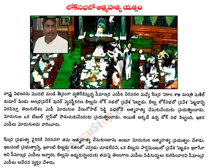 TDP MP Modugula Venugopala Rao Suicide Attempt In Lok Sabha - 