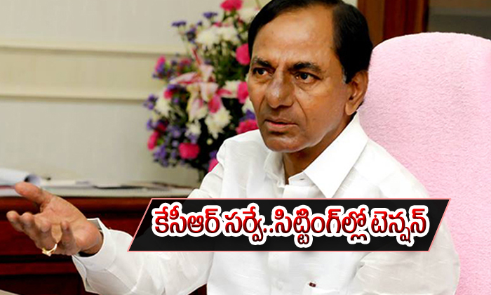  Kcr Survey Fears In Sitting Mlas-TeluguStop.com