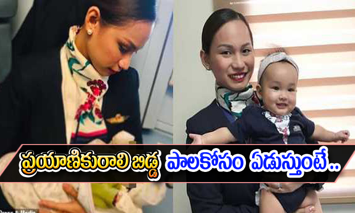  Air Hostess Gives Mother Milk To Unkown Mathers Child In Flight-TeluguStop.com