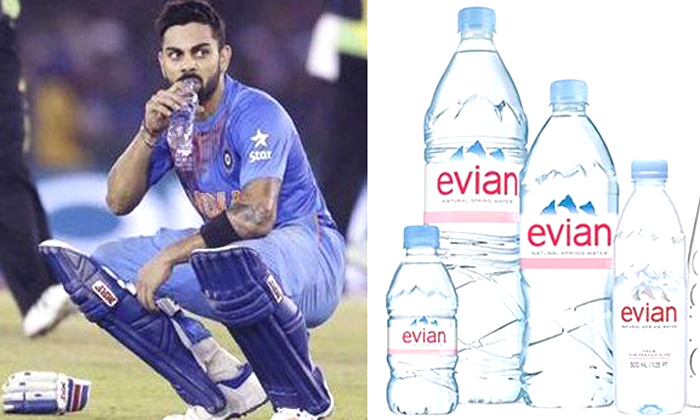  Secret Of Kohli Drinking Water Evian Brand Water-TeluguStop.com