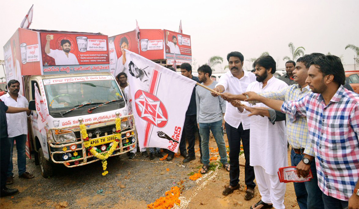  Jansena Cheif Pavan Kalyan Launched Campaigning Vehicles-TeluguStop.com