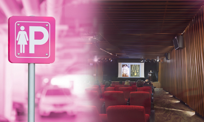  Evp Carnival Cinemas Pink Parking Spaces For Women-TeluguStop.com