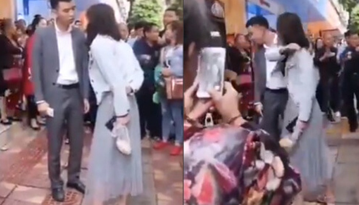  Man In China Gets Slapped 52 Times In Public By Girlfriend On Chinese-TeluguStop.com