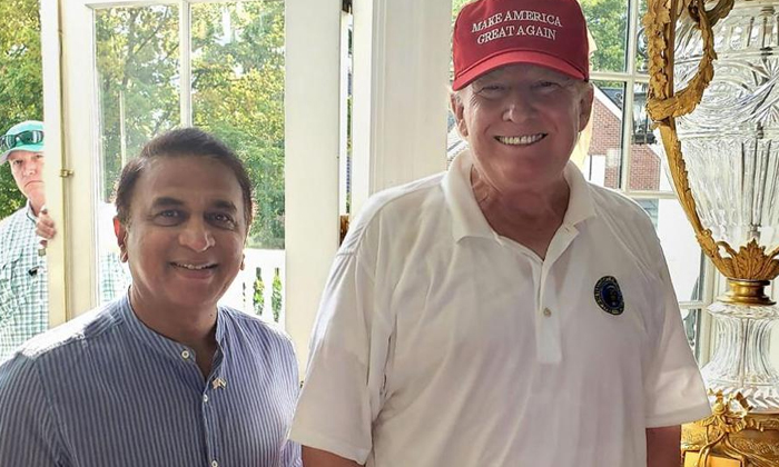  Sunil Gavaskar Meet Donal Trump-TeluguStop.com