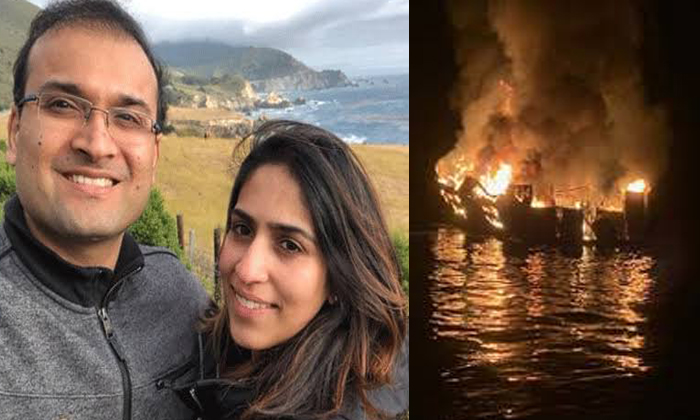  Satishdev Pujari Us Based Indian Couple Stucked In Boat Fire1-TeluguStop.com