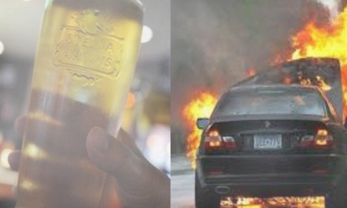  Aboy Stopfire On Car With His Beernow He Is The Worldwide Viralnow-TeluguStop.com