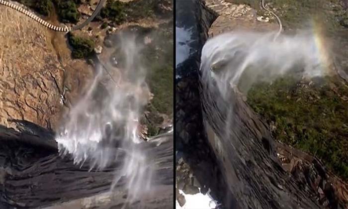  Torrential Rainfall,  Spectacular Reverse, Waterfall, Australia,  Royal National-TeluguStop.com