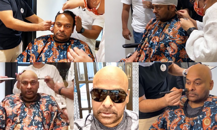  Megastar Shave Head Makeup Story   Chiranjeevi, Acharya, Koratala Siva, Mehar R-TeluguStop.com