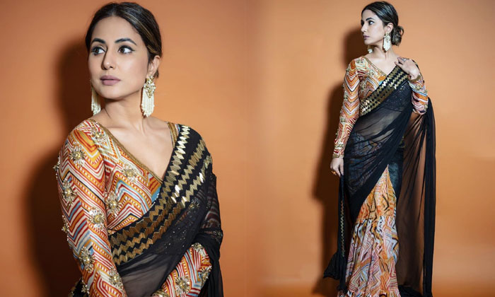 Actress Hina Khan Looks Simple Yet Beautiful In Saree-telugu Actress Photos Actress Hina Khan Looks Simple Yet Beautiful High Resolution Photo