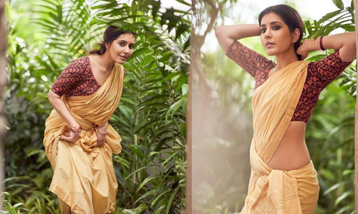  Pic Talk: Raashi Khanna’s Turns Glamourous In Saree-TeluguStop.com