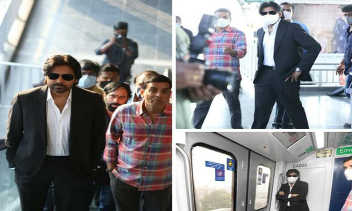  Pawan Kalyan Travels In Hyderabad Metro For Vakeel Saab Shooting, Vakeel Saab S-TeluguStop.com