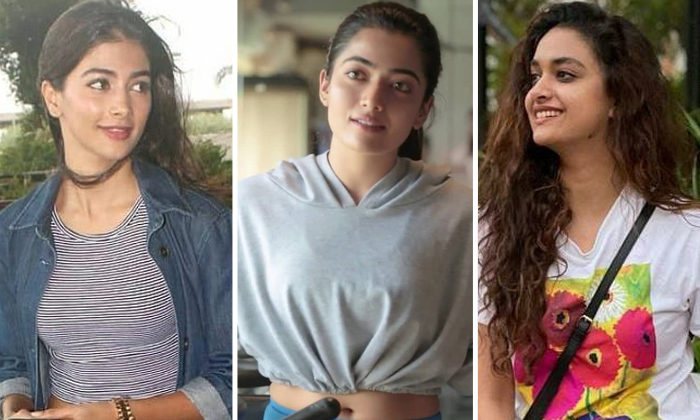  Pooja Hegde Rashmika Mandanna Keerthy Suresh Are The Top Heroines In Tollywood-TeluguStop.com