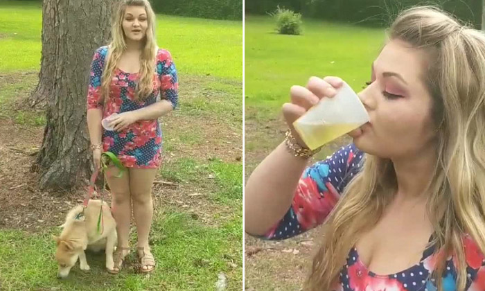  A Woman Driniking Daily Dog Urine, Urine, Viral, America Lady, Beauty Sceret-TeluguStop.com