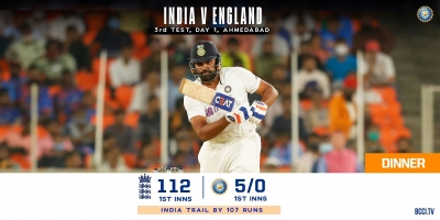  India Five For No Loss, Replying To England’s 112 (dinner Break)-TeluguStop.com