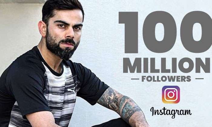  Virat Kohili, Instagram, 100 Million Follwers, Social Meida, New Record, Test Se-TeluguStop.com