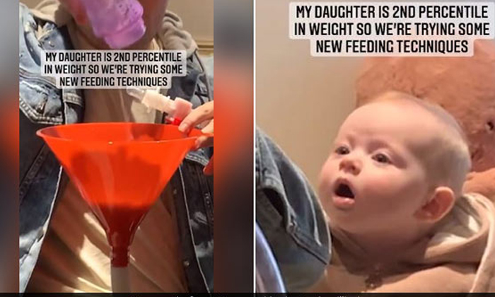  Viral Video Father Telling New Technique To Reduce Milk For Sin, Baby Beer Bong-TeluguStop.com