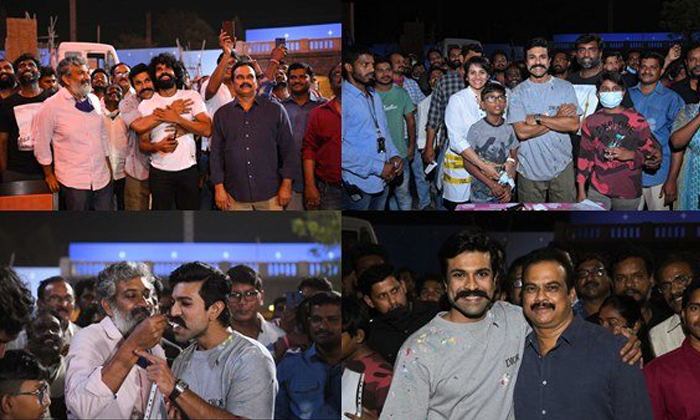  Mega Hero Ram Charan Grand Birthday Celebrations On Rrr Set, Ram Charan, Birthda-TeluguStop.com