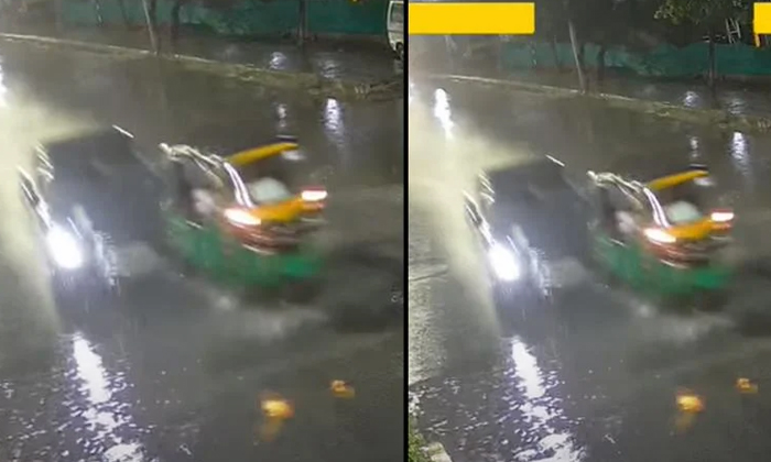  Viral Video Drunken Driver Rams Audi Car Into Auto In Hyderabad , Reckless, Spee-TeluguStop.com