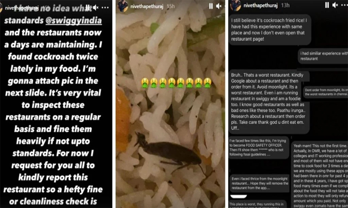  Young Heroine Nivetha Pethuraj Lashed Out At Swiggy After Finding Cockroach, Co-TeluguStop.com