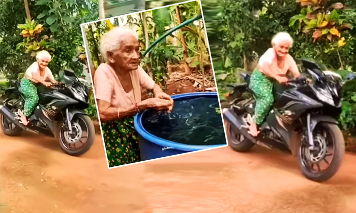  100 Years Old Woman Riding Yamaha R 15 Sports Bike, 100 Years Old Woman, Riding-TeluguStop.com