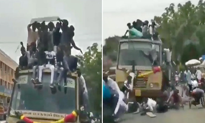  People Were Sitting On The Roof Of The Bus Driver Suddenly Applies The Break All-TeluguStop.com