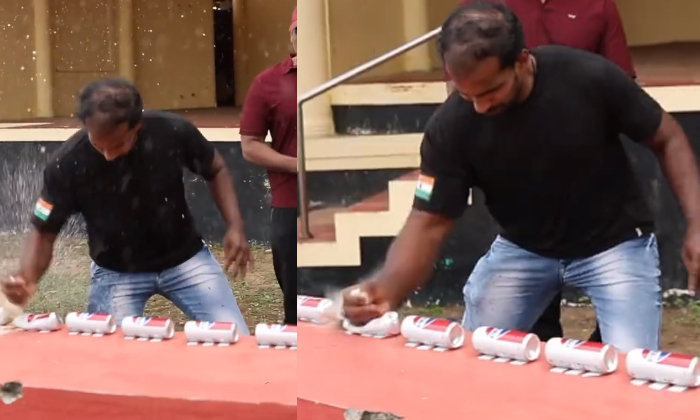  See How One Can Break A Can With One Hand, Hand Power, Gunnis Record, Breaks Wor-TeluguStop.com