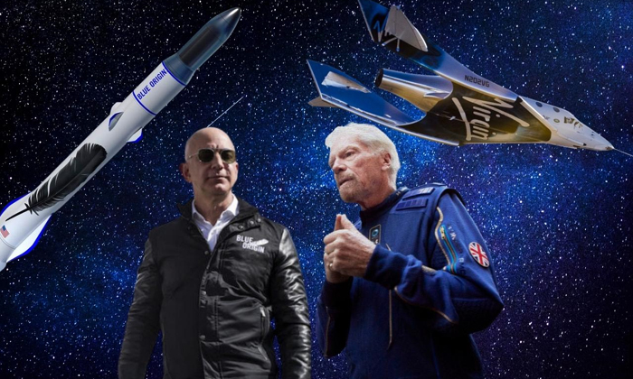 Telugu Alan Musk, Jeff Bezos, Amazon, Virgin Galactic, Richard Branson, Space, S