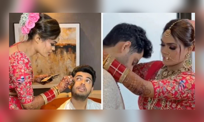  The Bride Helps Her Groom Get Ready For Their Wedding, Viral Wedding Video, Cont-TeluguStop.com