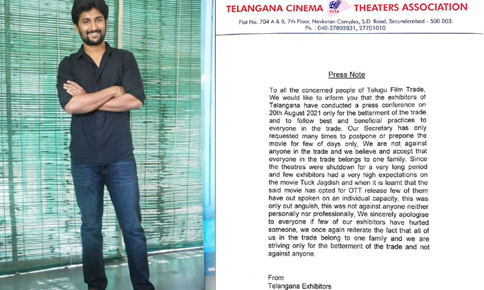  Telangana Theater Owners Association Apologizes To Hero Nani, Tollywood, Nani, T-TeluguStop.com