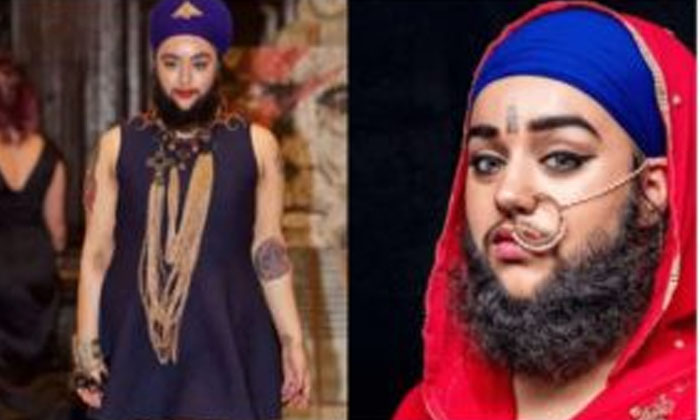  The Girl With The Mustache At The London Fashion Show Uk’s, Harnaam Kaur, Ente-TeluguStop.com