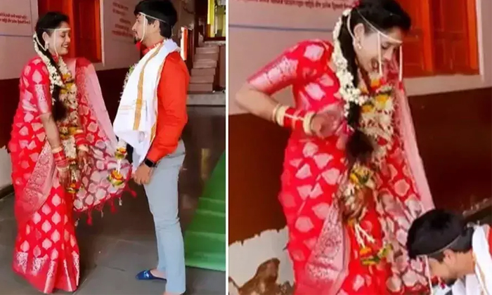  Viral The Man Who Touches The Brides Legs At The Wedding, Wedding, Viral News, V-TeluguStop.com