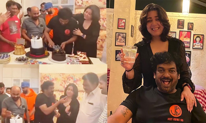  Charmy Kaur Birthday Wishes To Director Puri Jagannath With A Wine Glass, Charmy-TeluguStop.com