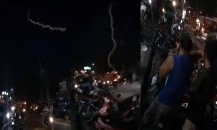  Viral A Huge Snake Falling From The Sky , Snake, Viral News-TeluguStop.com