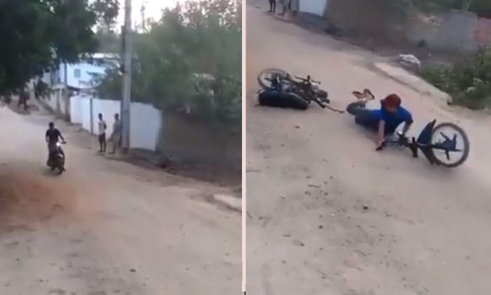  He Wanted To Do A Bike Stunt But This Is What Happened .bike Stunt, Viral Video-TeluguStop.com