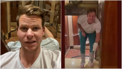  Steve Smith Spends An Hour In A Hotel Lift-TeluguStop.com