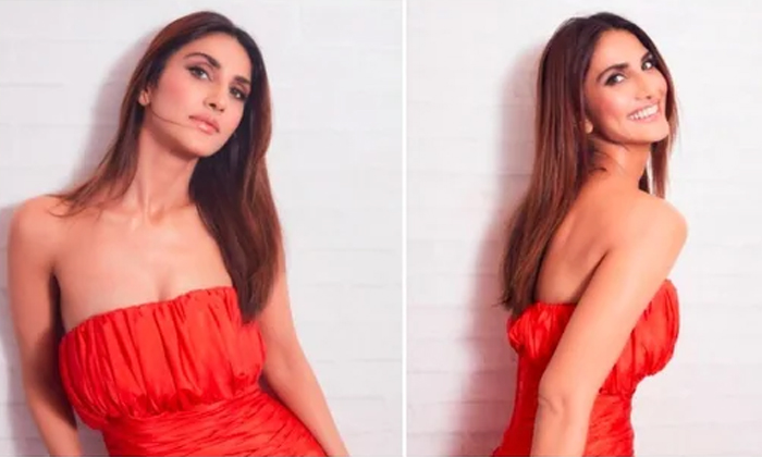  Vaani Kapoor Paints The Town Red In Short Strap Less Balloon Dress Details,  Van-TeluguStop.com