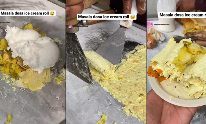  Ice Cream Mix With Masala Dosa Have You Ever Tasted It Details, Viral Video, Mas-TeluguStop.com