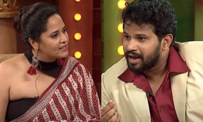  Hyper Adi Insult Anchor Anasuya, Anasuya, Hyper Aadi, Insult, Jabardasth-TeluguStop.com