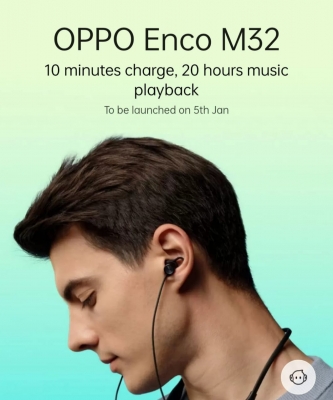  India Launches The Oppo Enco M32 Wireless Headphones On January 5-TeluguStop.com