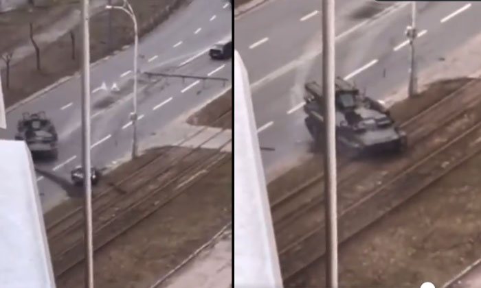  The Russian Army Loaded A Military Tank On The Car. The Driver Among The Dead V-TeluguStop.com