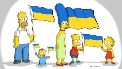 The Simpsons#8217; raise the Ukrainian flag in new cartoon - Cartoon,  David, Flag, Los Angeles, Raise, Ukraineal, Ukrainian |