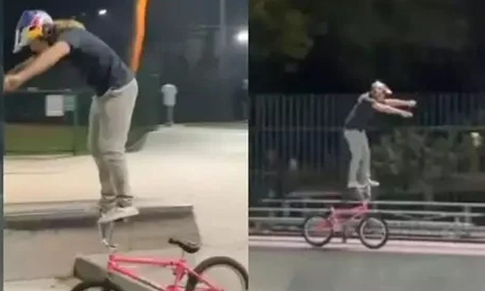  If You Stand On The Handle Of A Bicycle And See What Kind Of Stunts He Does, You-TeluguStop.com
