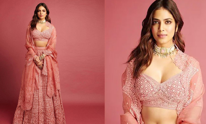  Malavika Mohanan Blush Pink Gulab Advaita Lehenga Price 2lakhs, Malavika Mohanan-TeluguStop.com