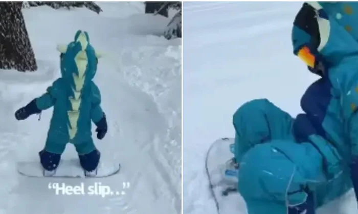  The Child Who Talked To Himself While Doing Snowboarding Netizens Are Fed Up Aft-TeluguStop.com