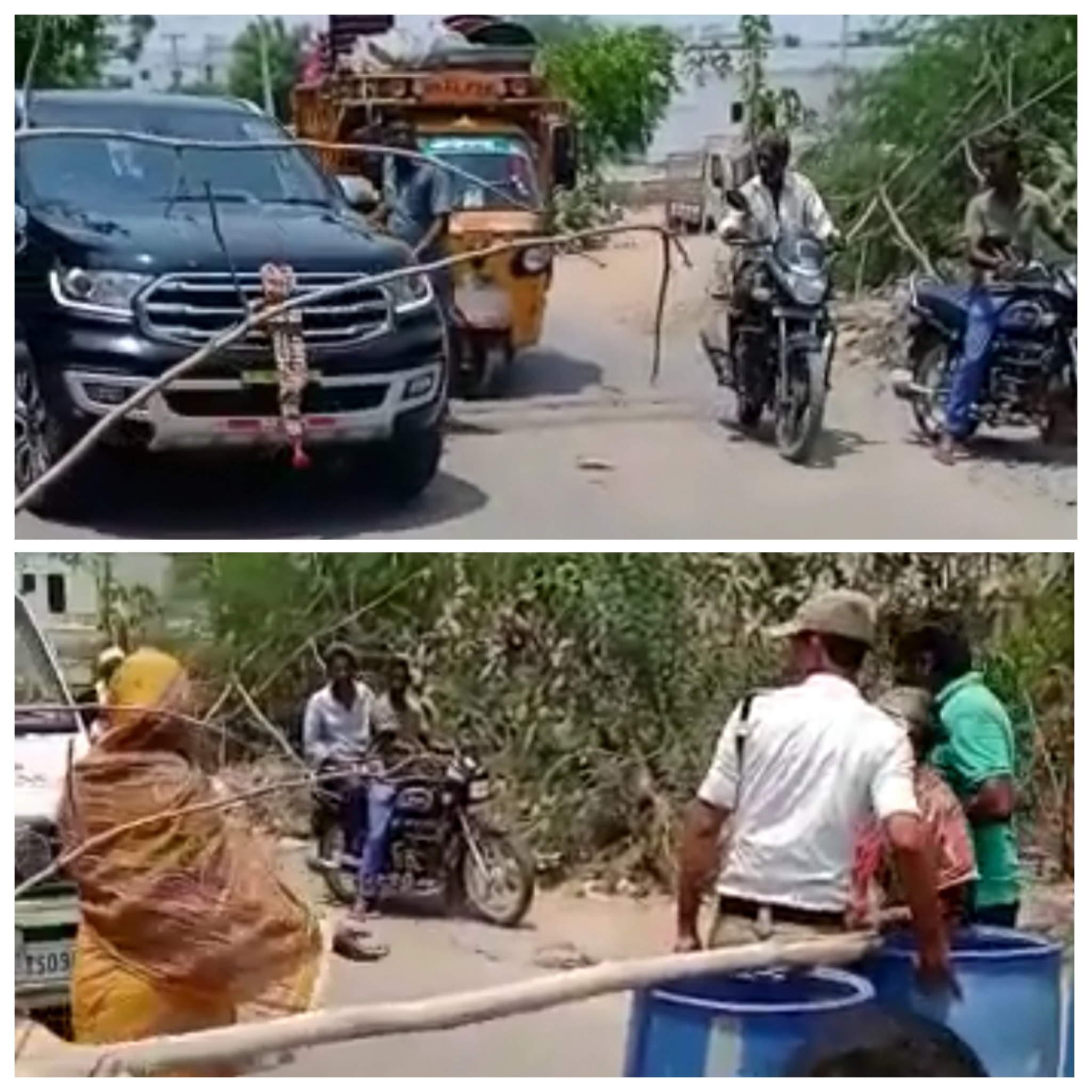  Villagers Block The Mla With A Hedge On The Road-TeluguStop.com