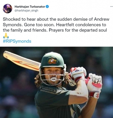 Harbhajan Mourns Symonds' Death, Says 'gone Too Soon' Harbhajan Mourns Symonds' Death, Says 'gone Too Soon'-TeluguStop.com