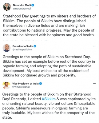  Prez, Vp & Pm Greet People Of Sikkim On Statehood Day-TeluguStop.com