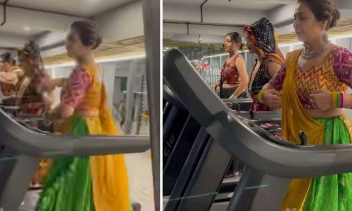  Viral Gujarati Women Dancing Instead Of Exercising On A Thread Mill , Dance, Gu-TeluguStop.com